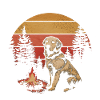 Dog Retro Sunset Campfire Camping