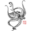 Octopus with Kanji Stamp