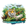 Tiger in the Jungle Wildlife Illustration