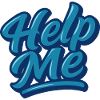 Help Me Blue Script Logo