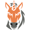 Geometrischer Einhornkopf böse