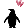 Viral Penguin Design with read Hearts