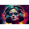 Portrait néon cyberpunk avec casque