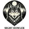 Night Howler - Wolf in Woodcut Style