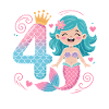Mermaid 4th Birthday 4 Years