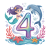Mermaid 4th Birthday 4 Years