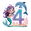 Mermaid 4th Birthday 4 Years