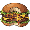 Juicy Double Cheeseburger with Bite – Foodie
