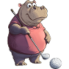 Nilpferde Golf / Golfer Nilpferd