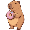 Capybara with donut cute animal motif