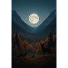 Lunar light on forest valley