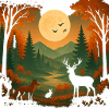 Mondlicht über dem Herbstwald