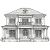 Classic front building line drawing