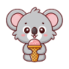 Koala gourmand à la glace pastel