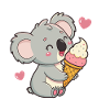 Koala gourmand et crème glacée pastel