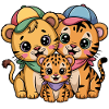 Süße Löwe Tiger Leopard Freunde