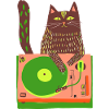 Cat DJ on Neon Turntable