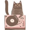 Cat DJ on Pink Turntable