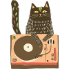 Cat DJ on Vinyl Turntable