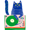 Blue Cat DJ on Whimsical Turntable