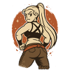 Woman and Fighter Cartoon Retro