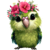 Spring parrot with flower crowns