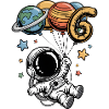 Birthday astronaut with planet balloons 6