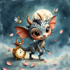 Night Baby Dragon with Clock