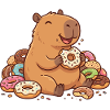 Capybara mit Donuts fröhliches süßes Tiermotiv