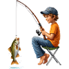 Boy fishing nature motif