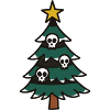 Gloomy Christmas tree with skulls
