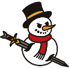 Aggressive snowman with knife