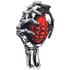 Skeletal grenade in hand