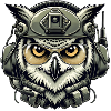Taktische Eule mit Helm