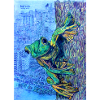 Frosch auf Baum mit Stadtansicht