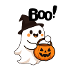 Sweet Ghost with Halloween Pumpkin