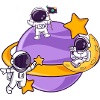 Astronaut team in space moon sphere