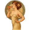 Art Nouveau Pin-Up: Elegant kvinde med pizza