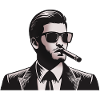Noir-Icon: Anzug, Zigarre, Schatten