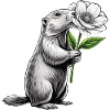 Marmot with flower