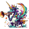 Farbexplosion Einhorn-Trompeter
