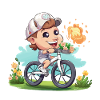 Blossom Wheel Adventure: Child on Bicycle