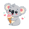 Koala gourmand pastel avec glace
