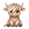Baby cow with long hair cartoon