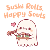 Cute Ghost Sushi Rolls Happy Souls Funny