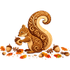 Stilisiertes Eichhörnchen mit Eichel im Herbst