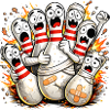 Funny bowling pins with fear of the ball