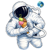 Astronaut mit Eiscreme im Weltall 