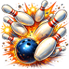 Bowling ball clears skittles - direct hit