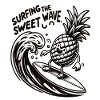 Pineapple surfs the sweet wave